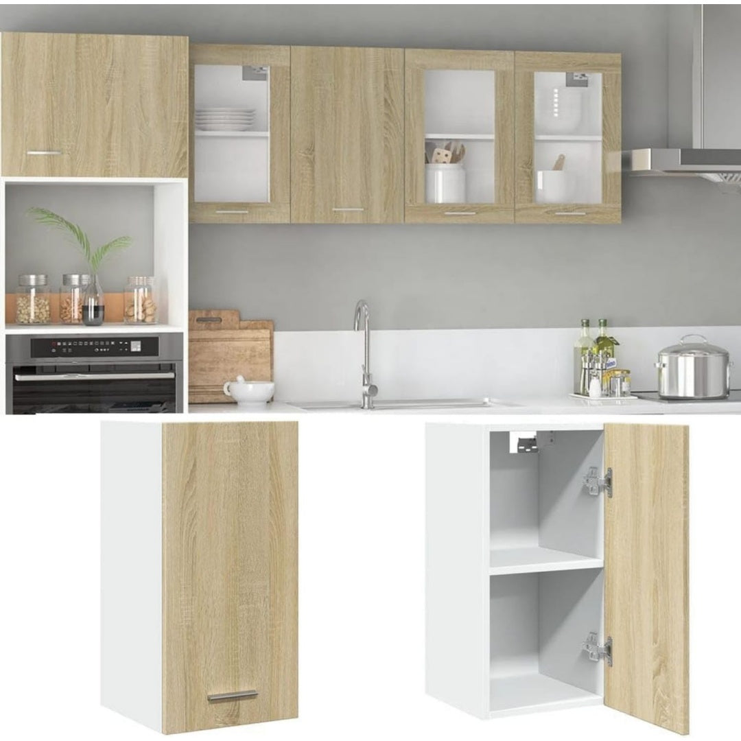 Schrankmoebel Hangeschrank Wandschrank Kuchenzeile Sideboard Geraumiger eiche