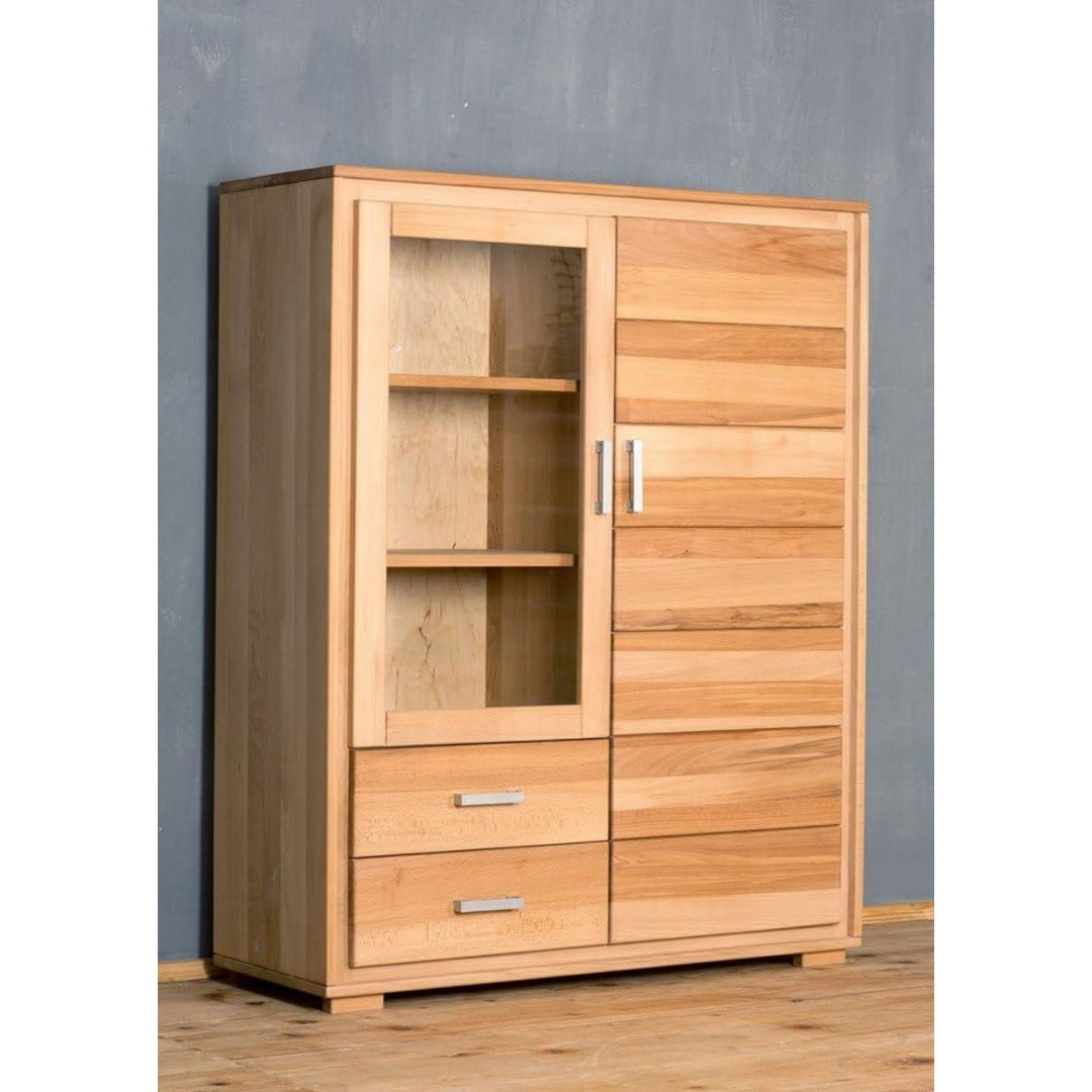Kommode Woodline Highboard Vitrine Genf Kernbuche natur