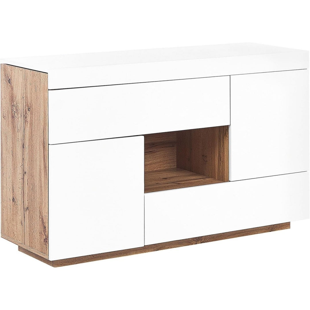 Schreibtisch mit Schubladen mit Tueren braun