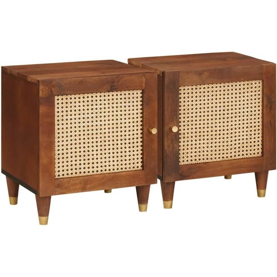 Ablage am Bett aus Massivholz braun