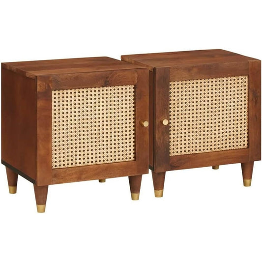 Ablage am Bett aus Massivholz braun