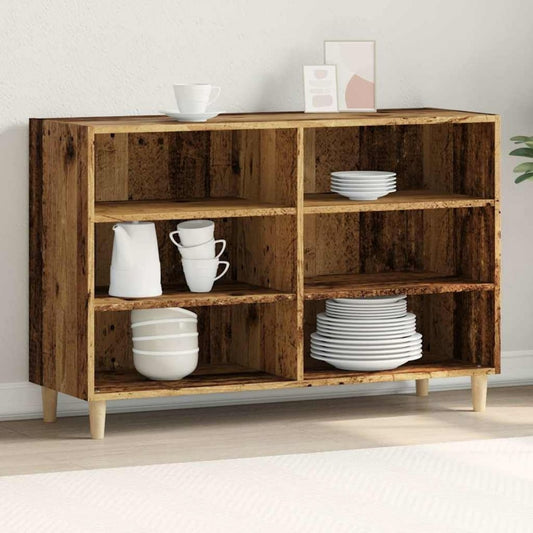 Kommode Sideboard Altholz-Optik Holzwerkstoff stabilen Eukalyptusholz-Beinen, natur