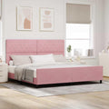 Schlafbett rosa mit Kopfteil mit Stoffbezug