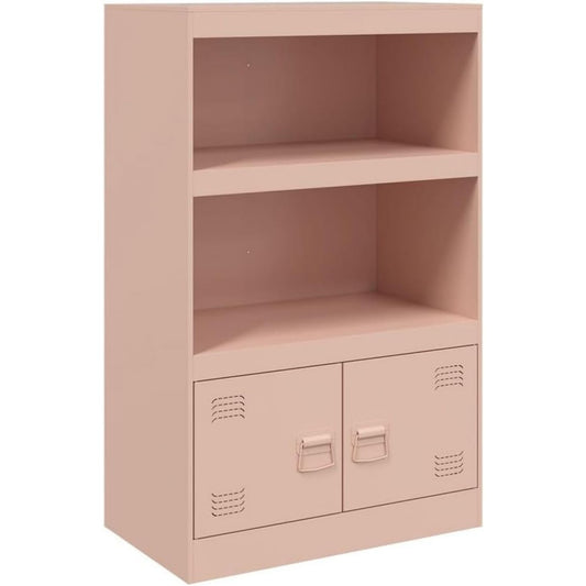 Aufbewahrungsschrank rosa mit Tueren mit Stahlgestell
