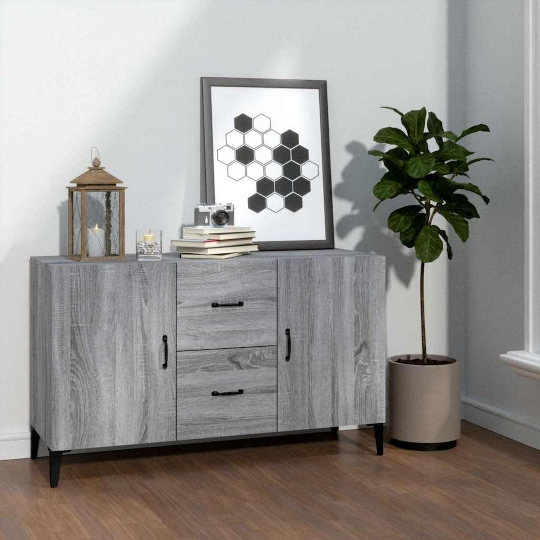 Aufbewahrungskommode Sideboard Grau Sonoma Holzwerkstoff Turen Schubladen Wohnzimmer Flur grau