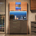 Stauraumschrank Kuchenschrank Arbeitsplatte Steckdose, LED, schwarz