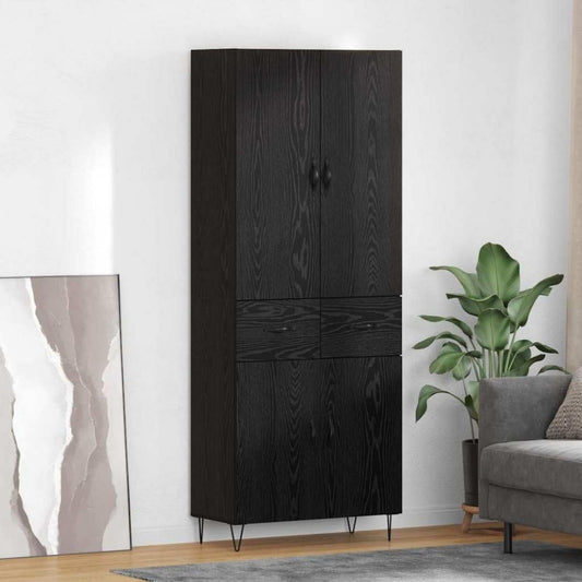 Funktionsmoebel schwarz mit Schubladen mit Metallgestell