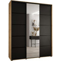 Stauraumschrank mit Schiebetueren 45 x 200 x 235 cm schwarz