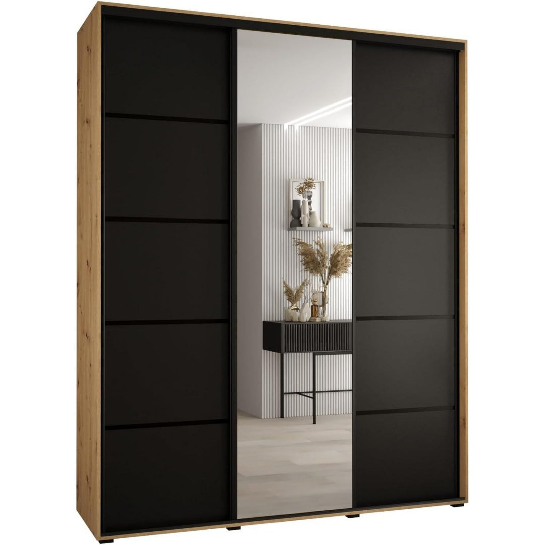 Stauraumschrank mit Schiebetueren 45 x 200 x 235 cm schwarz